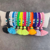 Bohemian Eye Tassel Bracelet Multicolor Beads Lucky Charm Jewelry