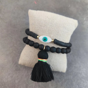 Bohemian Eye Tassel Bracelet Multicolor Beads Lucky Charm Jewelry