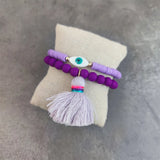 Bohemian Eye Tassel Bracelet Multicolor Beads Lucky Charm Jewelry