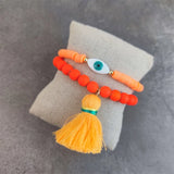Bohemian Eye Tassel Bracelet Multicolor Beads Lucky Charm Jewelry