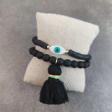 Bohemian Eye Tassel Bracelet Multicolor Beads Lucky Charm Jewelry