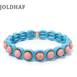 Bohemian Enamel Bracelets Colorful Beads Stone Bracelet Crystal Bangle