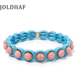 Bohemian Enamel Bracelets Colorful Beads Stone Bracelet Crystal Bangle