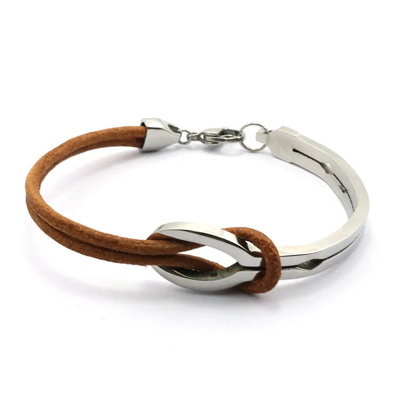 Bohemian Retro Leather Bracelets Stainless Steel Bangles Gift Jewelry
