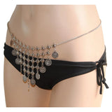 Boho Sexy Slave Retro Body Jewelry Antique Silver Coins Tassel Bra Chains