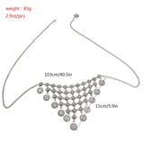 Boho Sexy Slave Retro Body Jewelry Antique Silver Coins Tassel Bra Chains