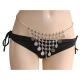 Boho Sexy Slave Retro Body Jewelry Antique Silver Coins Tassel Bra Chains