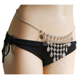 Boho Sexy Slave Retro Body Jewelry Antique Silver Coins Tassel Bra Chains