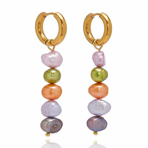 Bohemian Stainless Steel Pearl Earrings Ladies Pendant Earrings