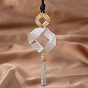 Bohemian Geometric Metal Tassel Sweater Chain Necklace Women