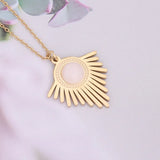 Bohemian Zircon Pendant Necklace Stainless Steel Natural Stone Jewelry