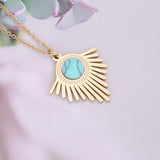 Bohemian Zircon Pendant Necklace Stainless Steel Natural Stone Jewelry