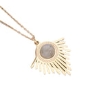 Bohemian Zircon Pendant Necklace Stainless Steel Natural Stone Jewelry