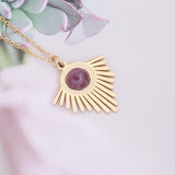 Bohemian Zircon Pendant Necklace Stainless Steel Natural Stone Jewelry