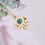 Bohemian Zircon Pendant Necklace Stainless Steel Natural Stone Jewelry