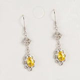 Bohemian Girl's Silver Earrings Yellow Cubic Zircon Pendant Wedding Gift