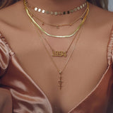 Boho Multilayered Crystal Diamond Necklace for Women Girls
