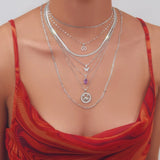 Boho Multilayered Crystal Diamond Necklace for Women Girls