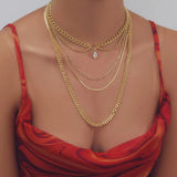Boho Multilayered Crystal Diamond Necklace for Women Girls