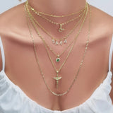 Boho Multilayered Crystal Diamond Necklace for Women Girls