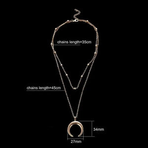 Bohemian Crescent Moon Pendant Necklace for Women