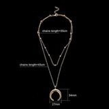 Bohemian Crescent Moon Pendant Necklace for Women