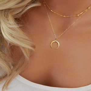 Bohemian Crescent Moon Pendant Necklace for Women