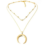 Bohemian Crescent Moon Pendant Necklace for Women