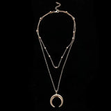 Bohemian Crescent Moon Pendant Necklace for Women