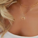 Bohemian Crescent Moon Pendant Necklace for Women