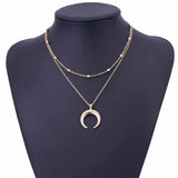 Bohemian Crescent Moon Pendant Necklace for Women