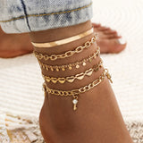 Bohemian Snake Chain Anklet Key Heart Tassel Chain LegChain