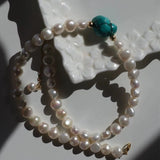 Bohemian Green Turquoise Necklace Baroque Pearl Pendant