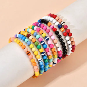 Enamel Rainbow Bracelet Gradient Geometric Beads