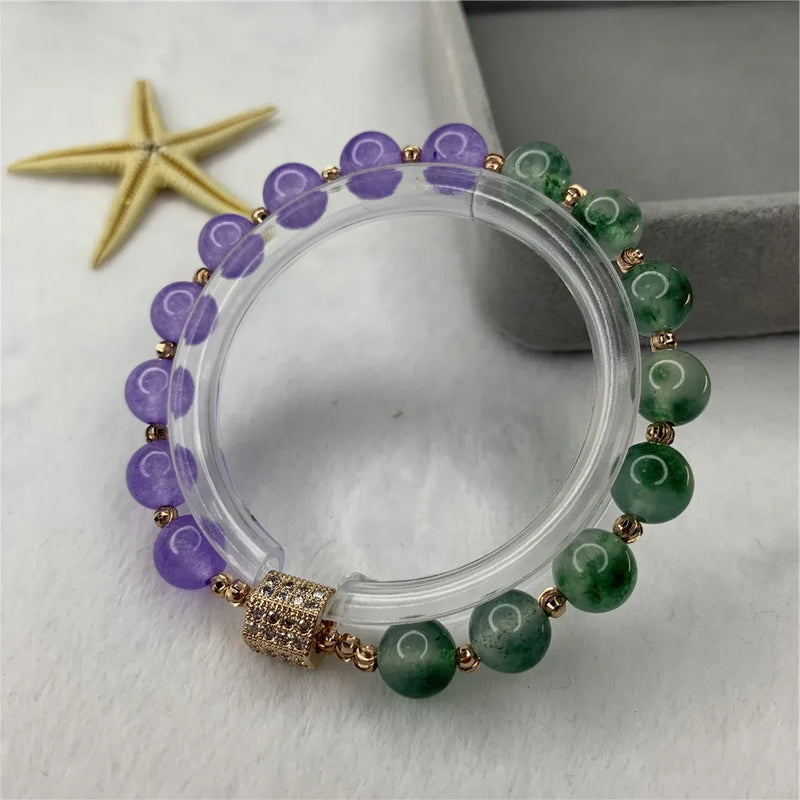 Bohemian 8mm Beaded Bracelet Natural Stone Jades Yoga Alloy Jewelry