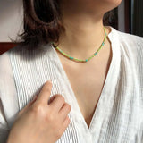 Bohemian Colorful Rice Bead Necklace Agate Crystal Ethnic Style Clavicle Chain