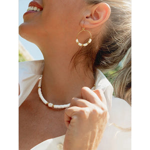 Boho Natural Pearl Soft Pottery Bead Choker Necklace