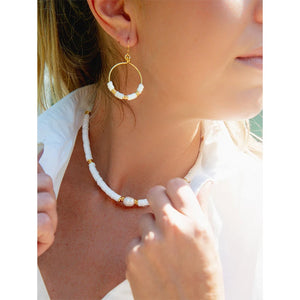 Boho Natural Pearl Soft Pottery Bead Choker Necklace