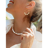Boho Natural Pearl Soft Pottery Bead Choker Necklace