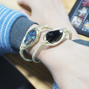 Bohemian Metal Cuff Bracelet Rhinestone Bangles Jewelry