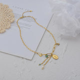 Boho Stainless Steel Chain Choker Necklace with Tassel Pendant