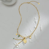 Boho Stainless Steel Chain Choker Necklace with Tassel Pendant