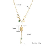 Boho Stainless Steel Chain Choker Necklace with Tassel Pendant