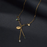 Boho Stainless Steel Chain Choker Necklace with Tassel Pendant