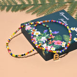 Bohemian Seedbead Initial Anklet Stainless Steel Beach Jewelry