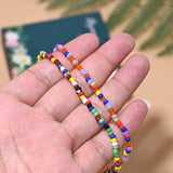 Bohemian Seedbead Initial Anklet Stainless Steel Beach Jewelry