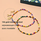 Bohemian Seedbead Initial Anklet Stainless Steel Beach Jewelry