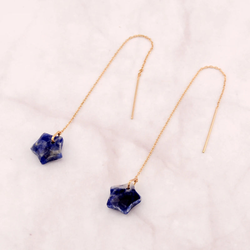 Boho Stone Star Thread Earrings for Women