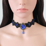 Bohemian Lace Choker Necklace Red Crystal Gothic Punk Collar Jewelry