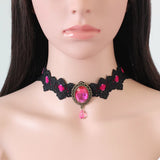 Bohemian Lace Choker Necklace Red Crystal Gothic Punk Collar Jewelry
